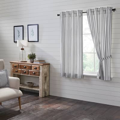 Sawyer Mill Black Ticking Stripe Short Panel Set of 2 63x36