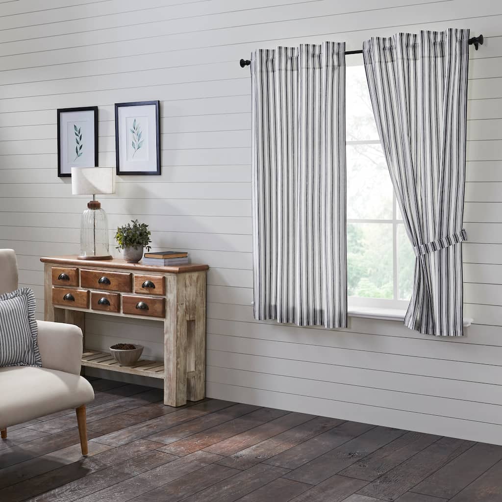 Sawyer Mill Black Ticking Stripe Short Panel Set of 2 63x36