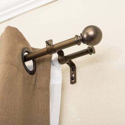 Round Ball Designer Double Drapery Adjustable Curtain Rod & Hardware