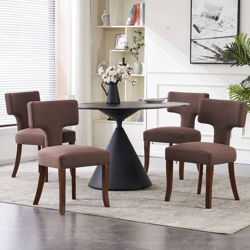 Upholstered Mordern Design T Back Dining Side Chair- Set of 2 - Set of 4 - Brown