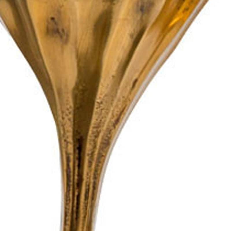 Set of Two Antiqued Gold Aluminum Wavy Faceted Tabletop Pillar Candle Holders