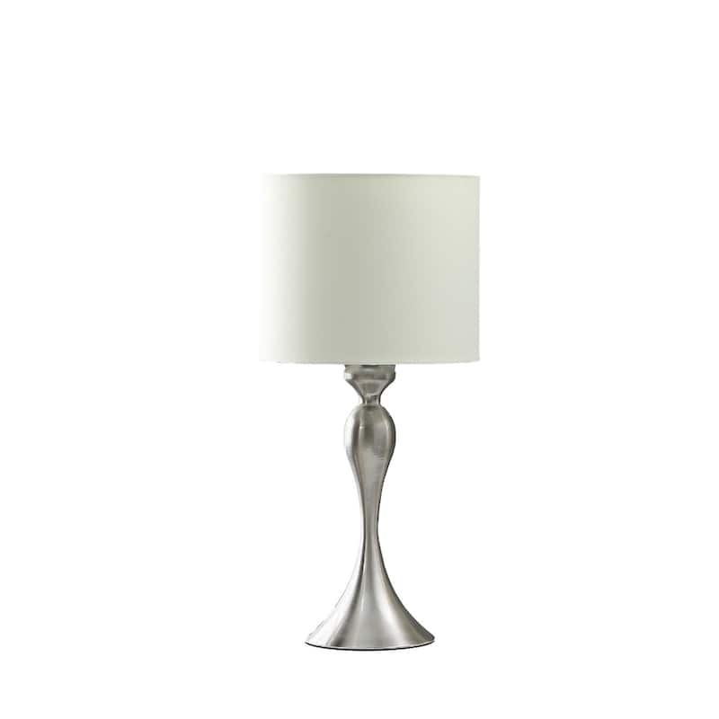 25" Modern Metal Table Lamp with White Drum Shade and Candlestick Design Base Shape In-Line Switch - 24.5"H x 12"W x 12"D