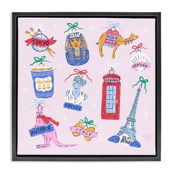 slide 2 of 28, Stupell Global Travel Ornaments Framed Floater Canvas Wall Art Design By Krissy Mast 18 x 18 - Black