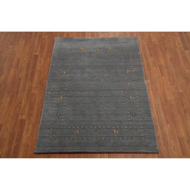 Little Animals Wool Design Gabbeh Oriental Accent Rug Tribal Geometric Carpet - 5' 7'' X 4' 2''