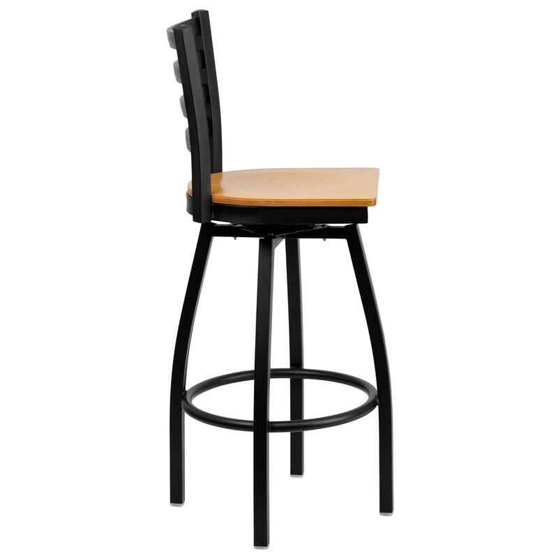 2 Pack Hercules Series Ladder Back Swivel Metal Barstool - 16.5"W x 20.5"D x 44.5"H - 16.5"W x 20.5"D x 44.5"H