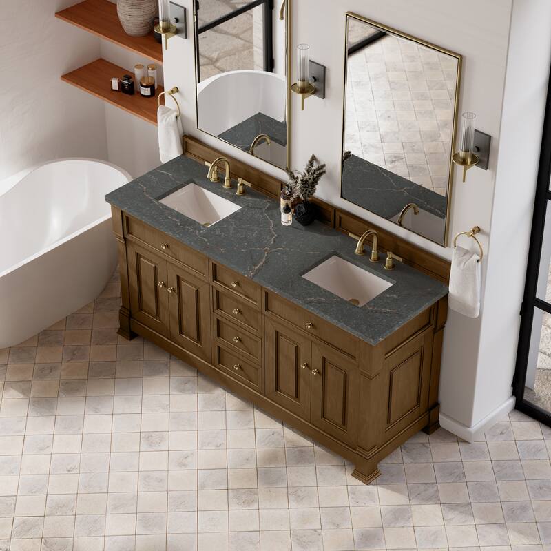 Brookfield 72" Double Vanity, Honey Oak