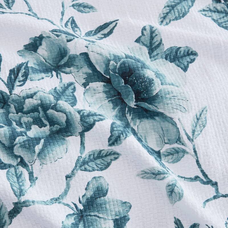 Martha Stewart Vivian Floral Blue Cotton Duvet Cover Set