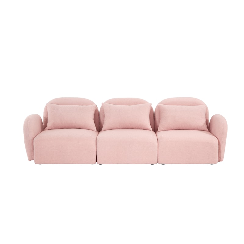 Living Room Furniture Three Seat Lazy Sofa Teddy Fabric White
