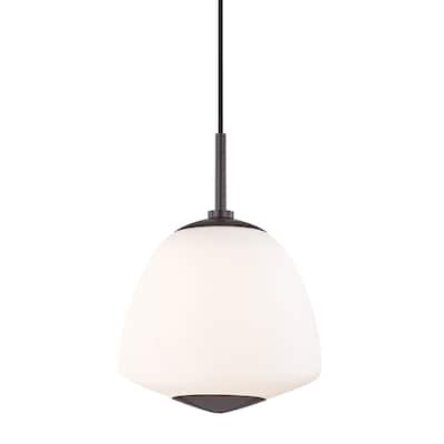 Mitzi by Hudson Valley Jane 1-light Old Bronze Small Pendant, Opal Matte Glass