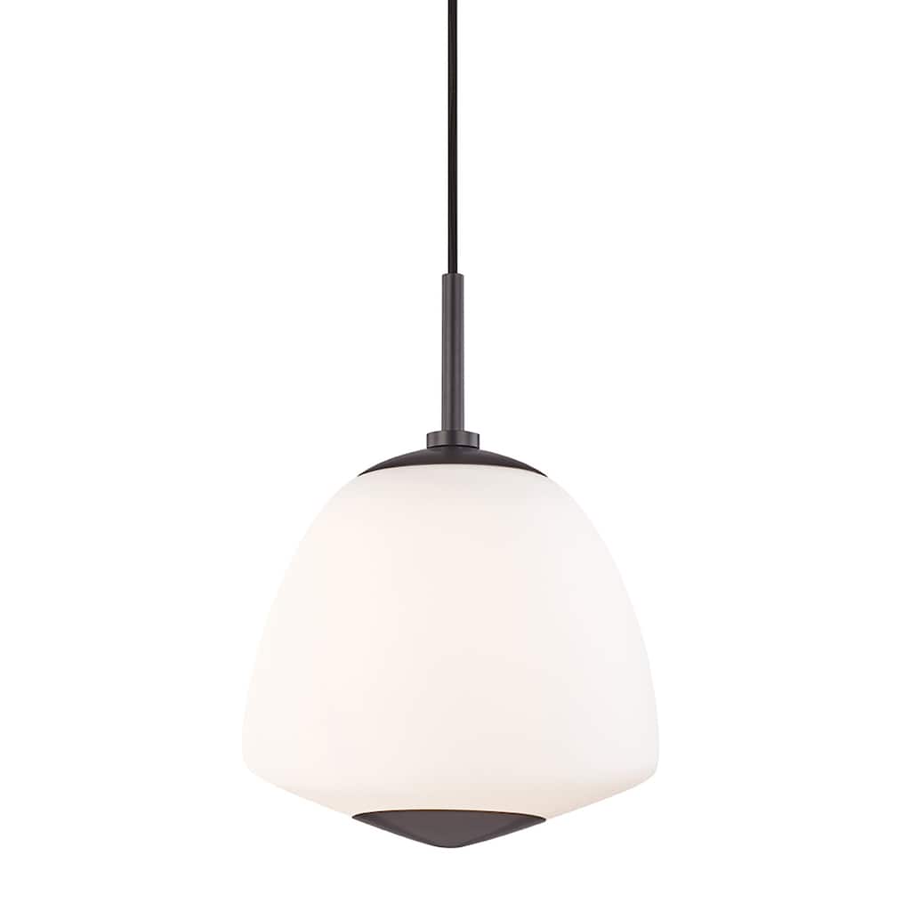 Mitzi by Hudson Valley Jane 1-light Old Bronze Small Pendant, Opal Matte Glass