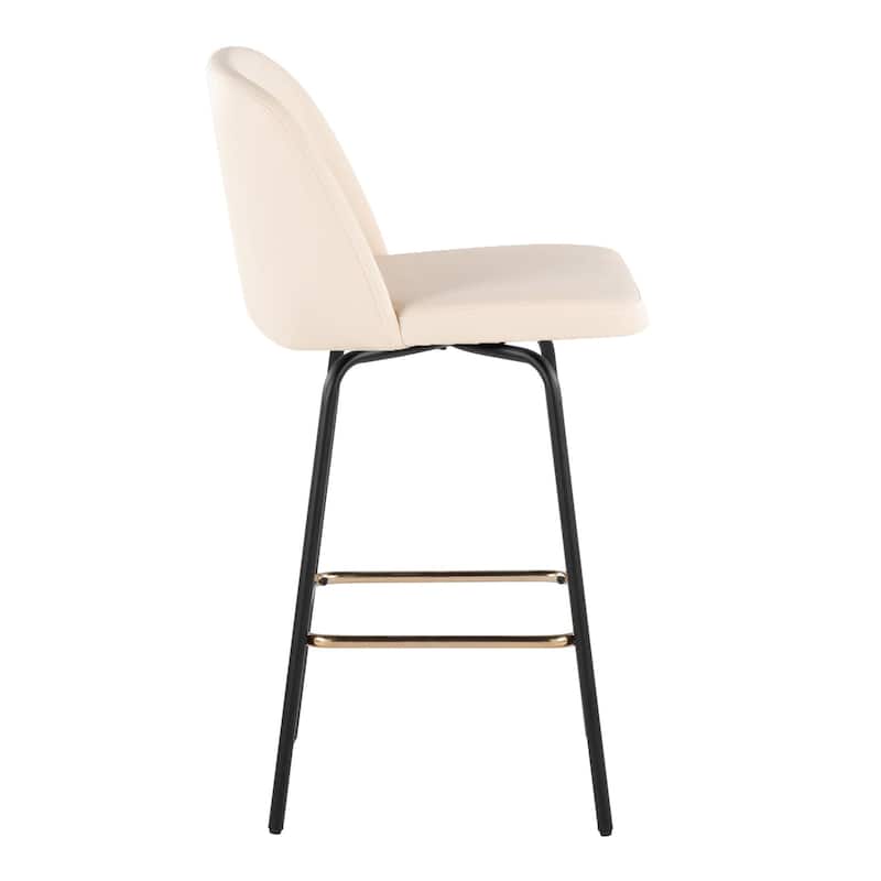 Porch & Den Vallberga 26" Counter Stool with Metal Legs & Square Footrest (Set of 2)