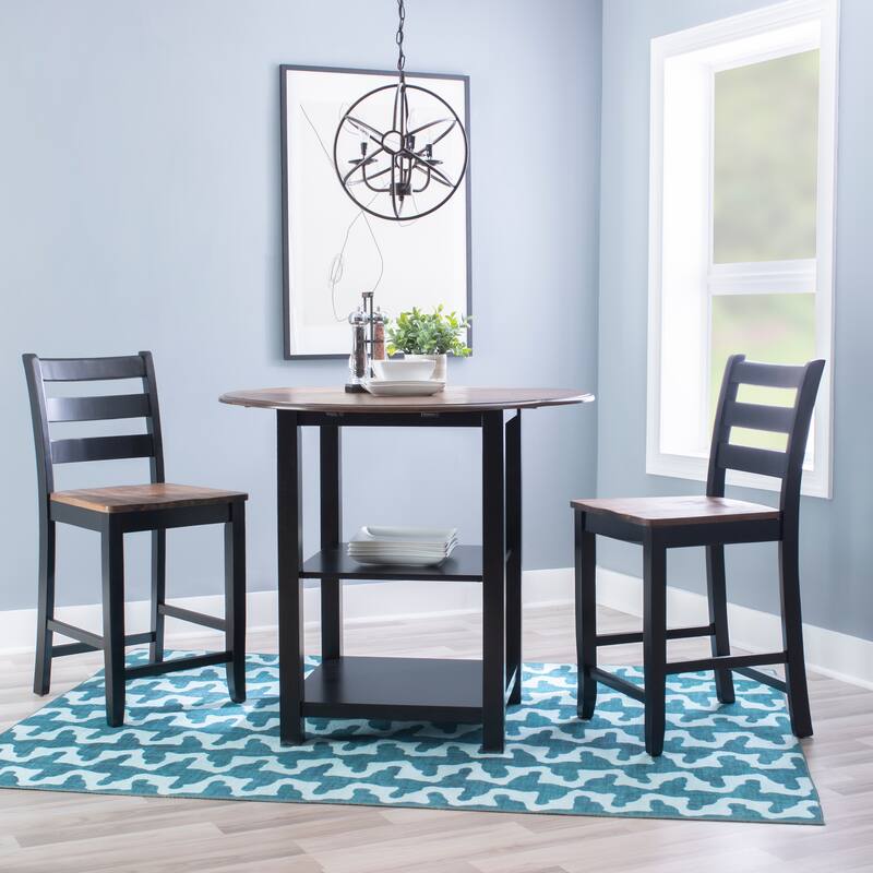 Crovetti 3-Piece Rustic Farmhouse Counter Set - Black
