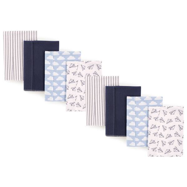 slide 1 of 1, Hudson Baby Boys and Girls Cotton Poly Flannel Burp Cloths 8-Pack, Paper Airplane, One Size - Paper Airplane 8-Pack - One Size One Size - Paper Airplane 8-Pack