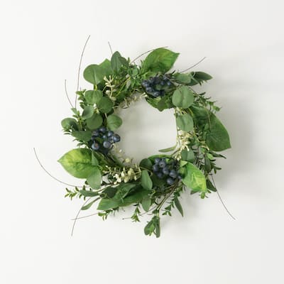 Sullivans Artificial Green Leaf Blueberry Wreath