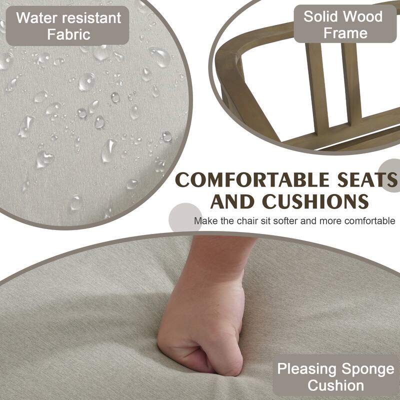 Outdoor Teak Wood Loveseat Sofa with Water-Resistant Cushions