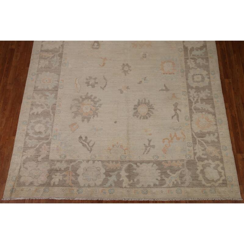 Vegetable Dye Oushak Turkish Area Rug Hand-knotted Wool Carpet - 8'4"x 9'11"