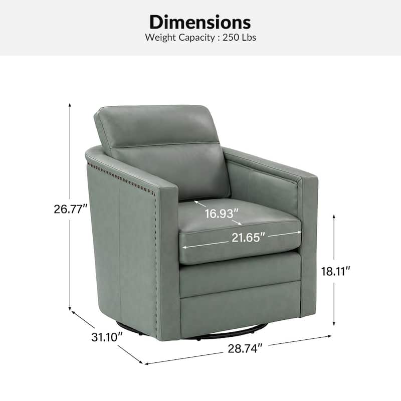 Jorge 28.74" Wide Traditional Genuine Leather Swivel Chair with Removable Seat Cushion and No Assembly Needed