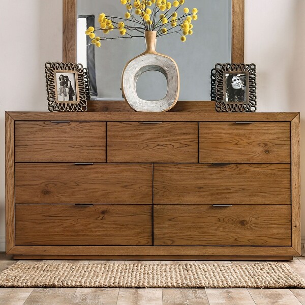 Barnes Transitional Light Walnut 64 inch Wide Wood 7 Drawer Dresser by Furniture of America On Sale Bed Bath Beyond 38373625