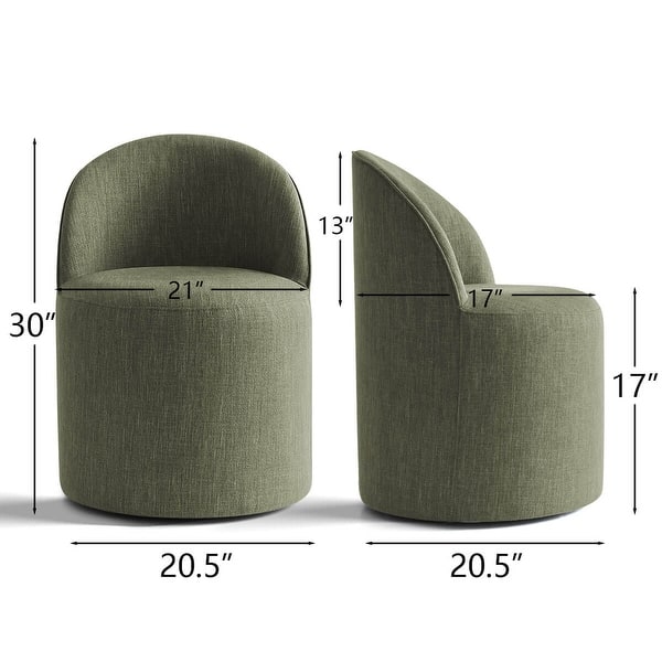 dimension image slide 1 of 3, Linen Upholstered Dining Chair with Castors (Set of 2)