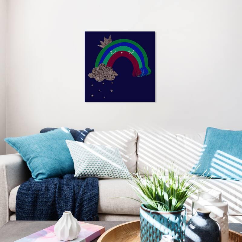 Wynwood Studio Prints Fantasy and Sci-Fi Starry Glitter Rainbow Yellow and Yellow Modern & Contemporary Wall Art Canvas Print - 20 x 20
