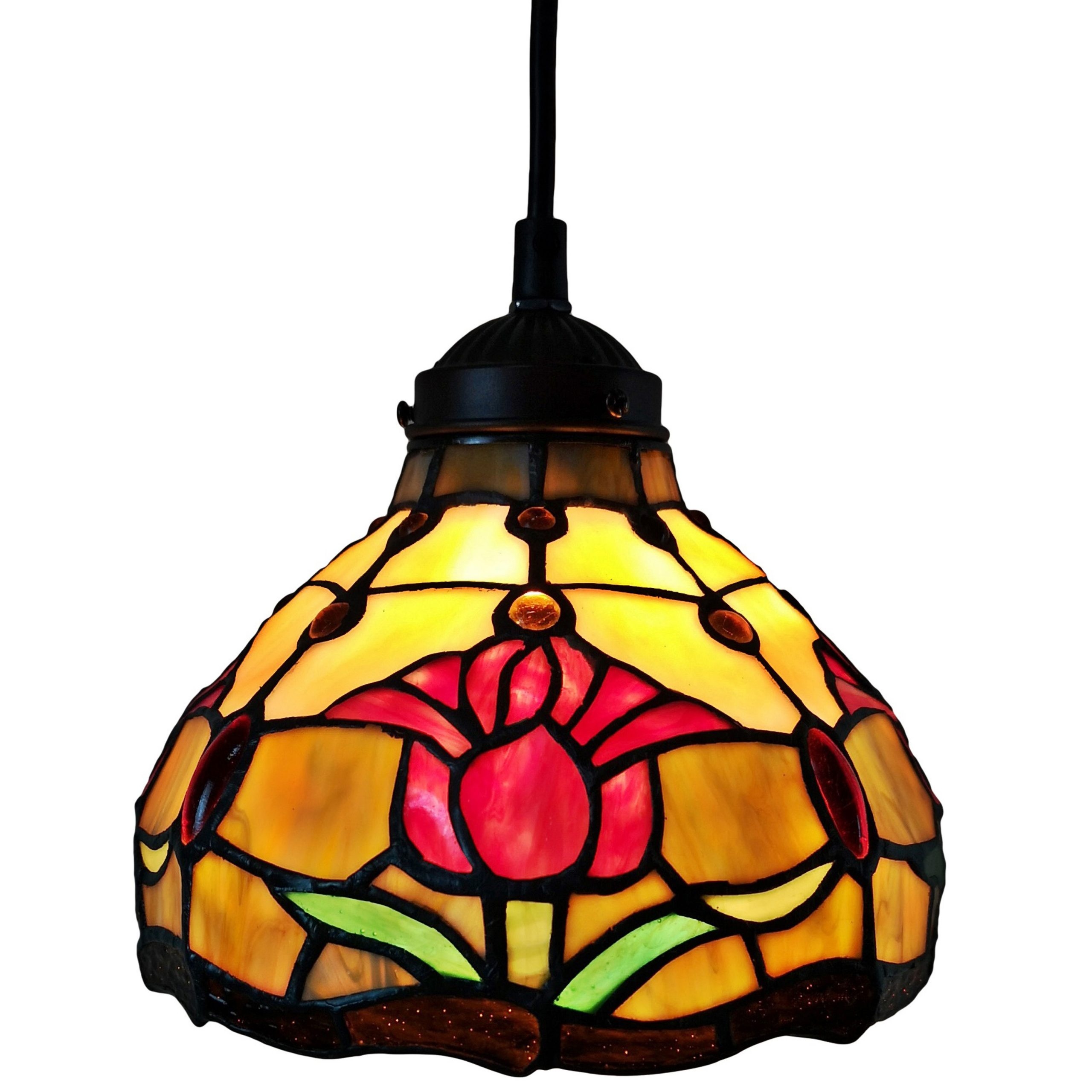 Amora Lighting Tiffany Style Tulips Ceiling Hanging Lamp