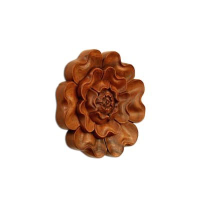 Wooden Hand Carved Wall Art Lotus Flower Relief Panel Handcrafted Wall Plaque Gift Decorative Home Decor Accent Handmade Wood