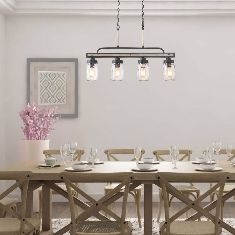 Modern Farmhouse 3/4-Light Mason Jar Glass Chandelier for Kitchen Island