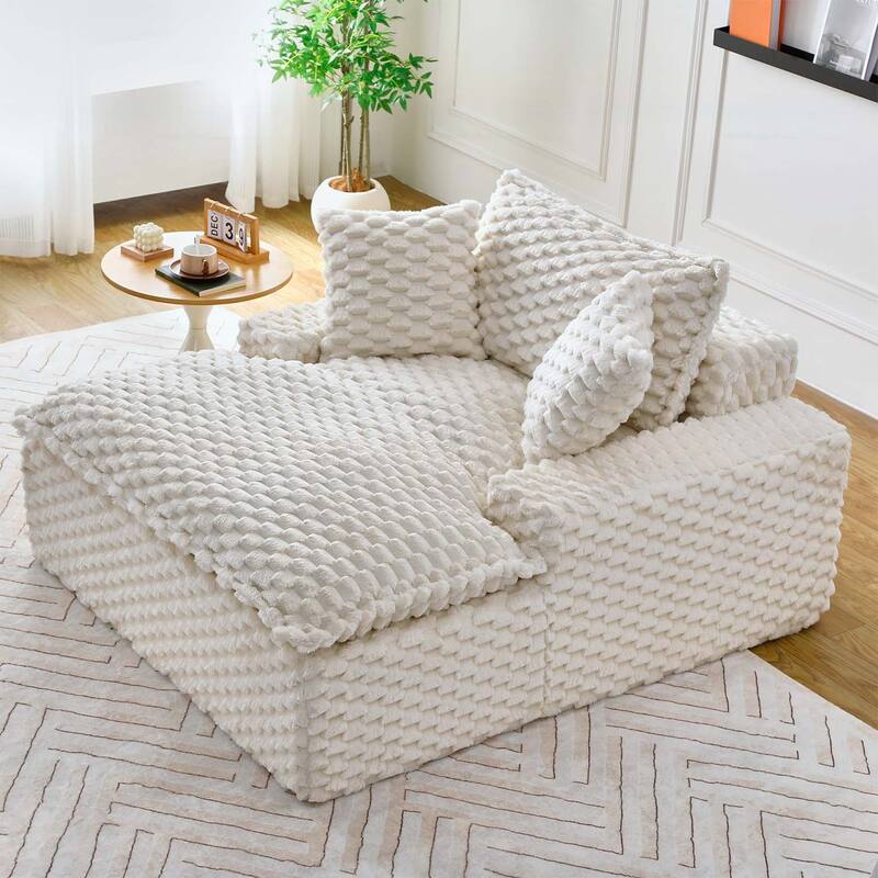 51-Inch Comfort-Bearing Sofa with Two Pillows and One Backrest,Ideal for Bedrooms and Living Rooms in Various Styles - White