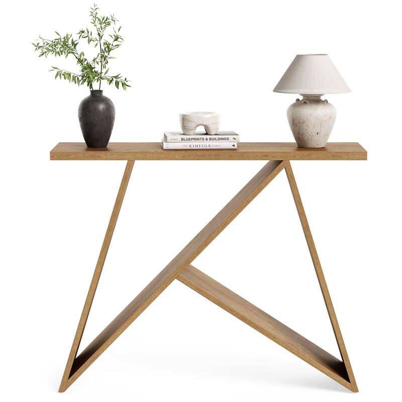 41.3 Inch Console Table, Modern Entryway Table with Geometric Base