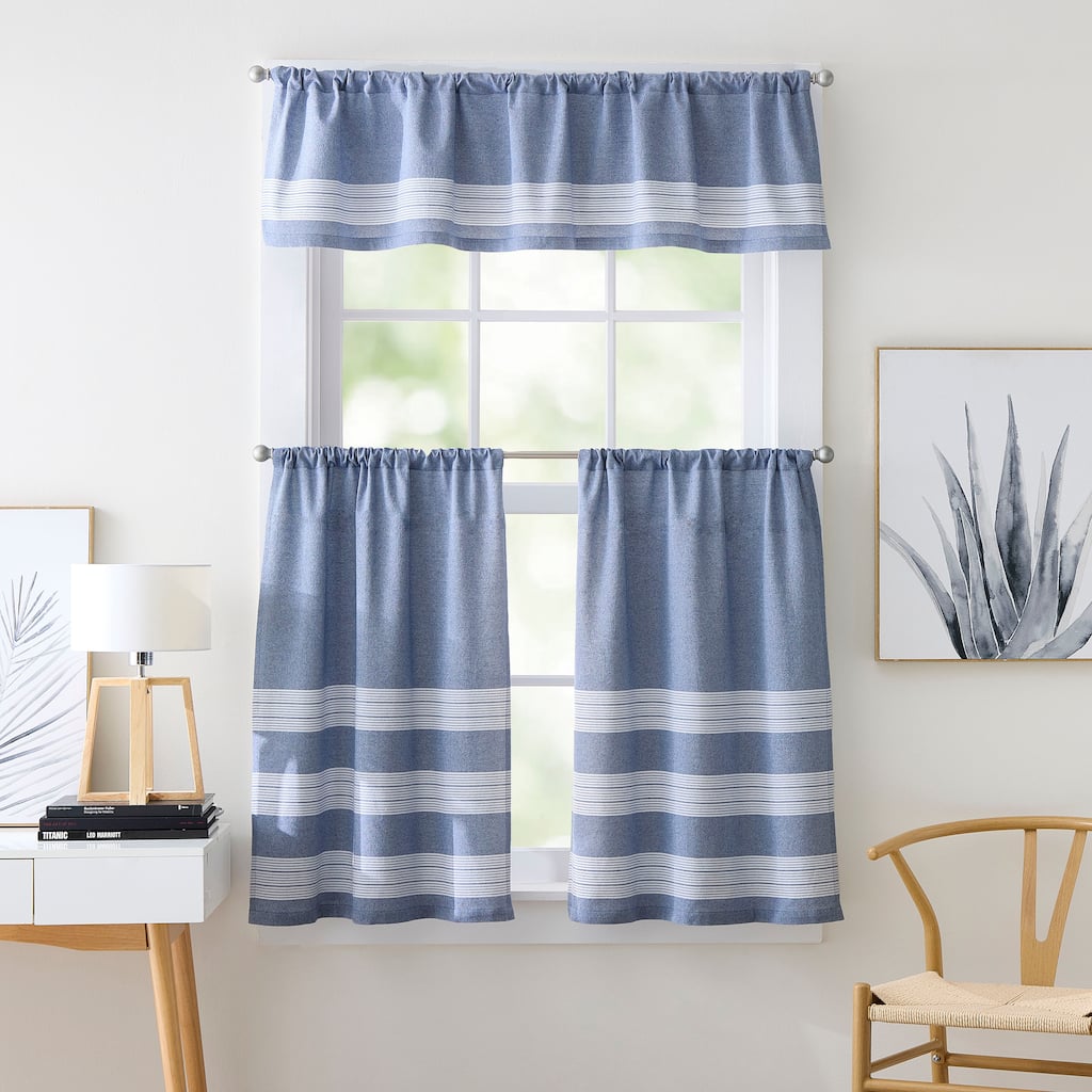 Curtainworks Denim Yarn Dye Valance or Tier Pair Curtain Collection