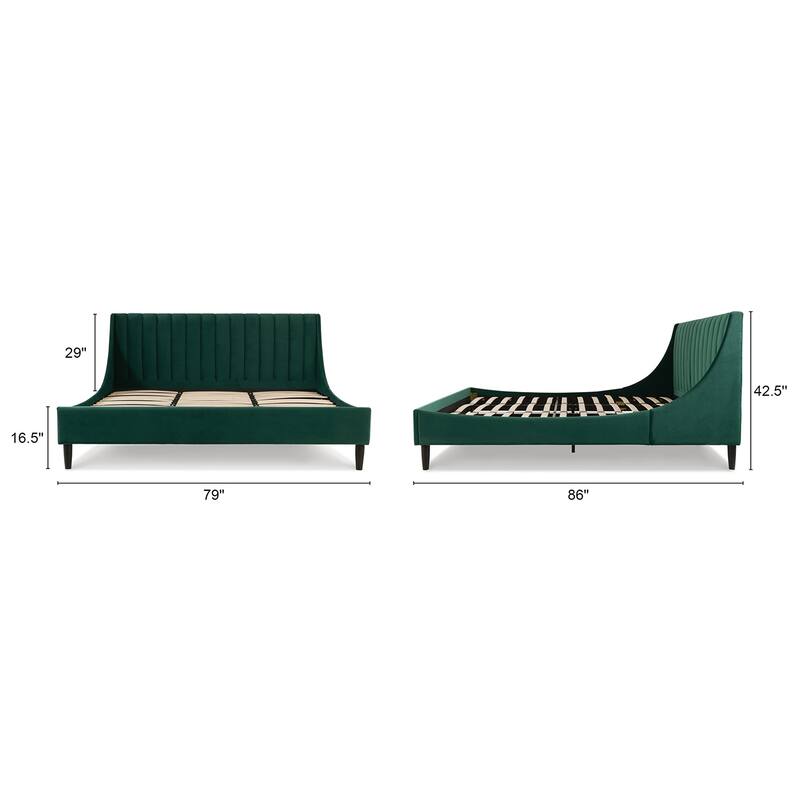 Willow Velvet Upholstered Channel Tufted Platform Bed