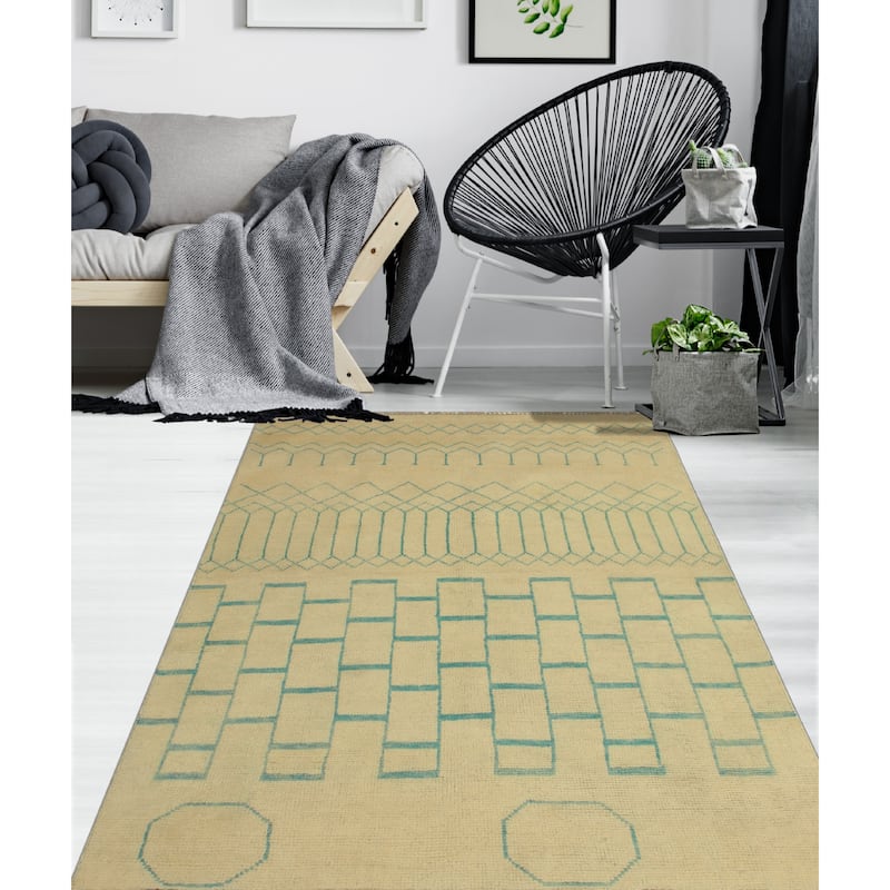 Balochi Adrion Beige/Lt. Green Rug - 3'11" x 5'10"