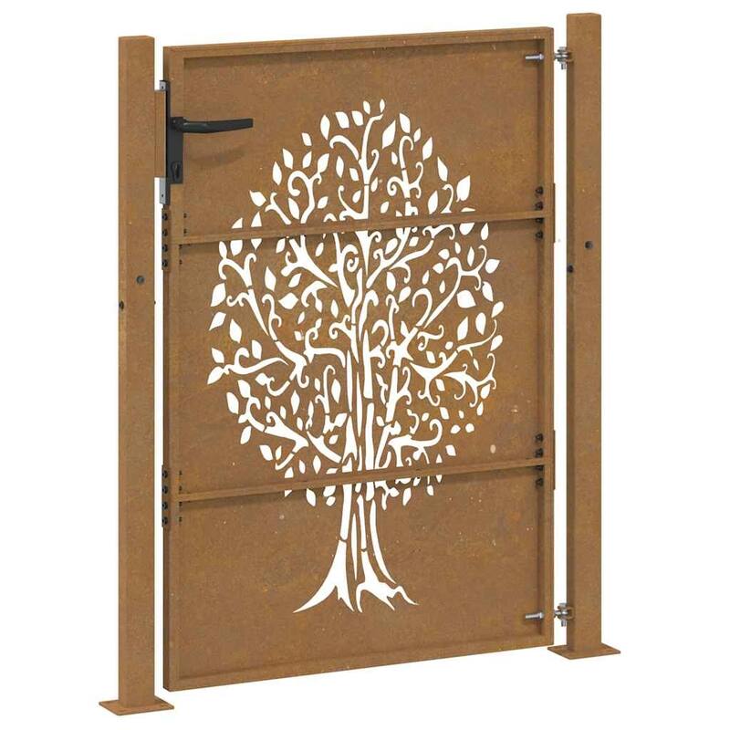 vidaXL Garden Gate Corten Steel Tree Design