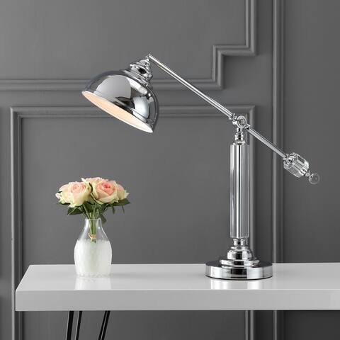Alexa 22" Metal and Crystal LED Task Lamp, Chrome/Clear by JONATHAN Y