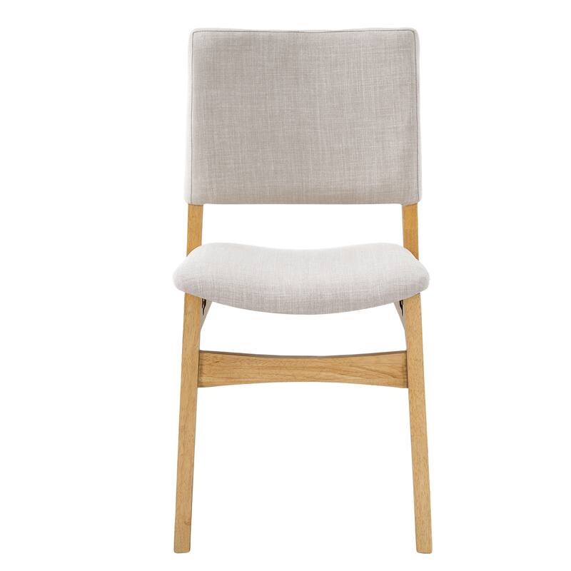 Roomfitters Dining Chairs Set of 2, Linen Upholstered Kitchen Chairs with Solid Wood Frame, Space Saving Dining Seating
