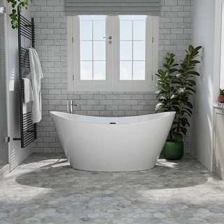Acrylic 59" X 30" Freestanding Bathtub Deep Soaking Tubs