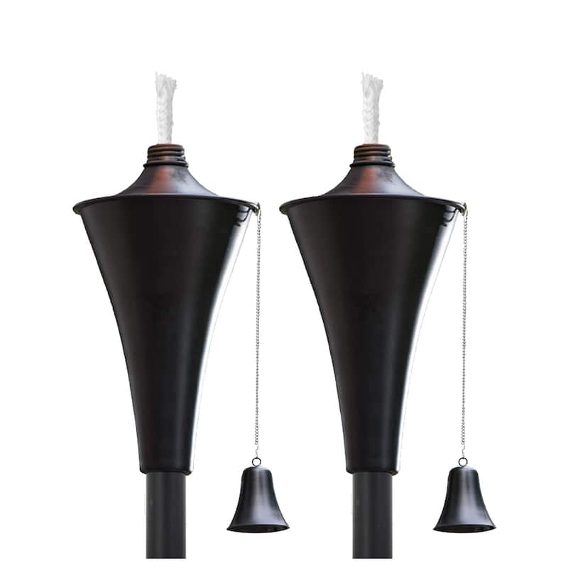 Oahu Tiki Torch - Smooth Black - 2 Pack