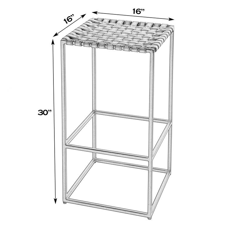 Lowell 30 in. Seat Height Leather and Iron Backless Bar Stool with Footrest
