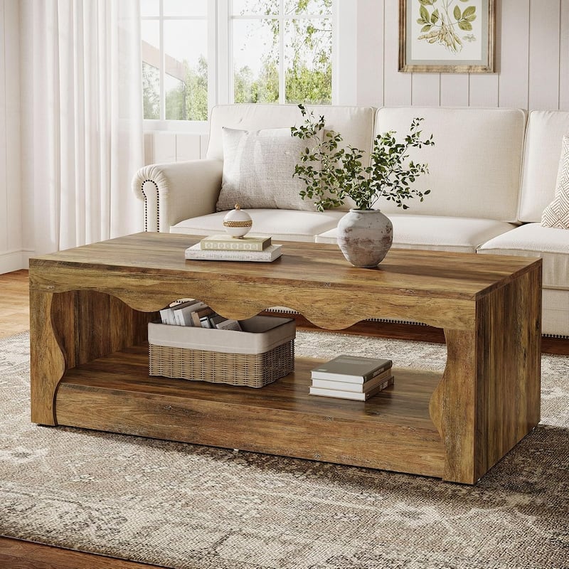 47.24-Inch Farmhouse Rectangle Coffee Table for Living Room