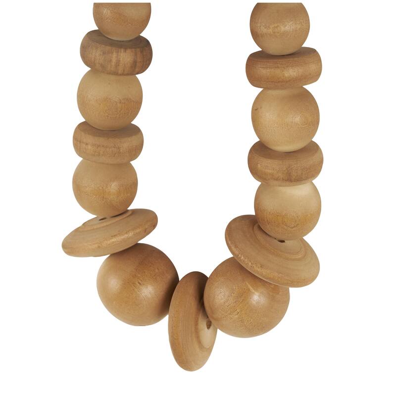Wood Necklace Handmade Geometric Beaded Garland Decorative Sculpture - Light Brown or Black - Roche River Decor