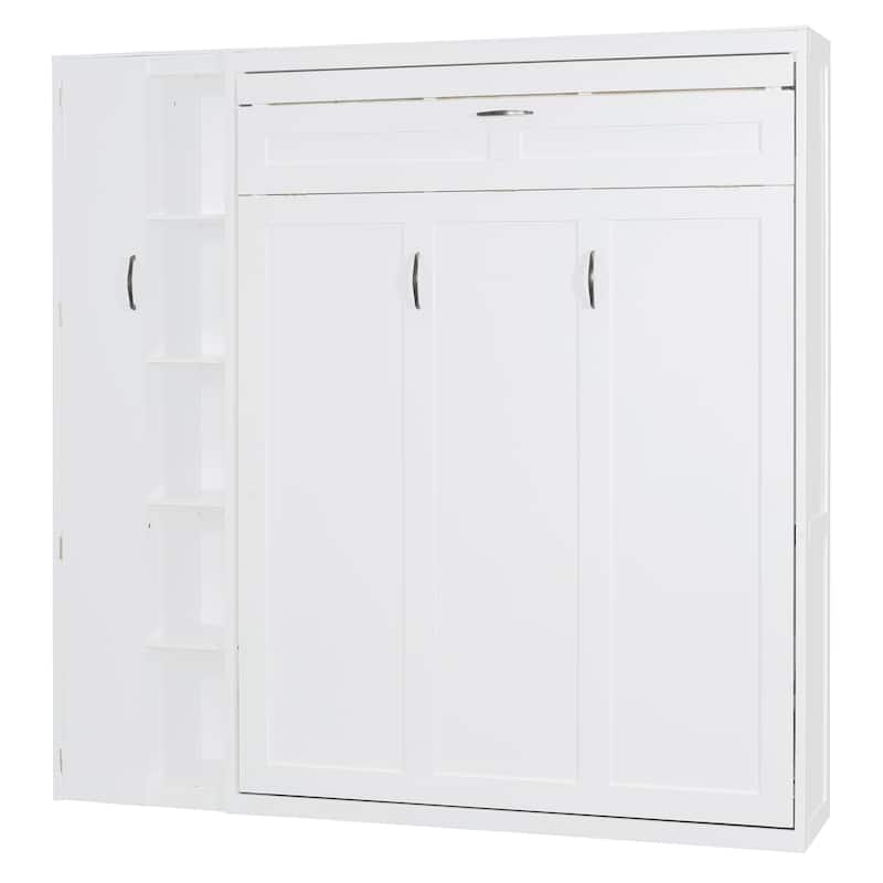 Multi-Function Murphy Wall Bed with 8-10" Mattress, Plywood Frame, Shelves, and Practical Storage