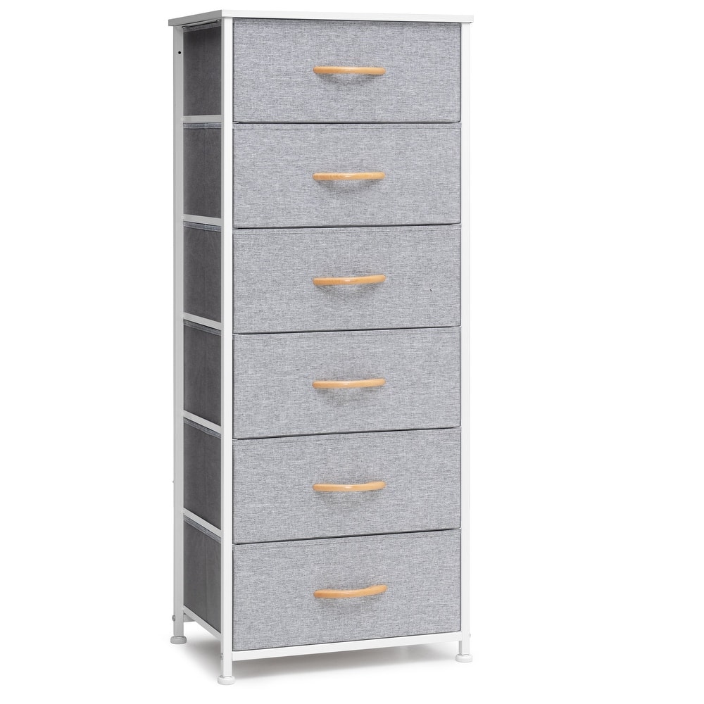 Crestlive Products 6 Drawers Vertical Dresser Storage Tower with Wood Top