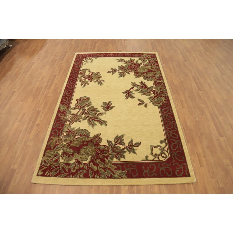 Floral Indian Area Rug 7x10 - 10' 1'' X 6' 6''