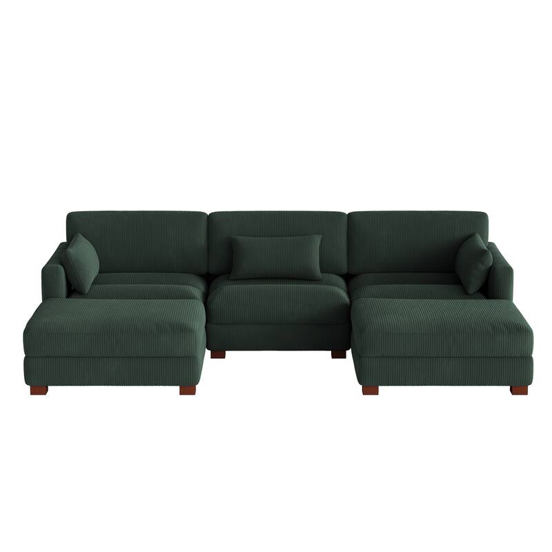 Modern U-shaped Modular Corduroy Sectional Sofa