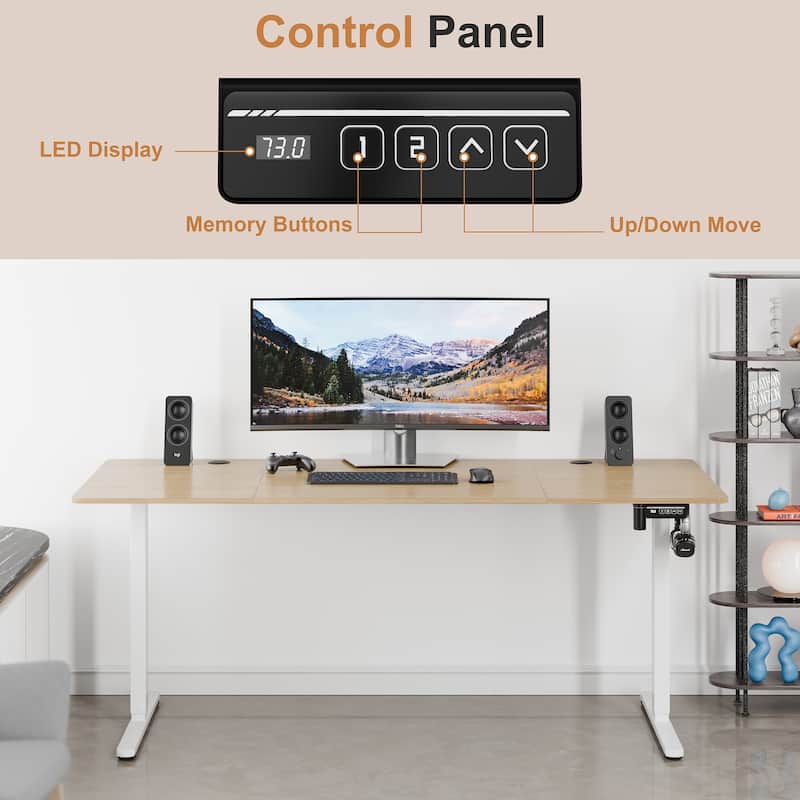 Electric Standing Desk, Height Adjustable Desk with Memory Preset and LED Display