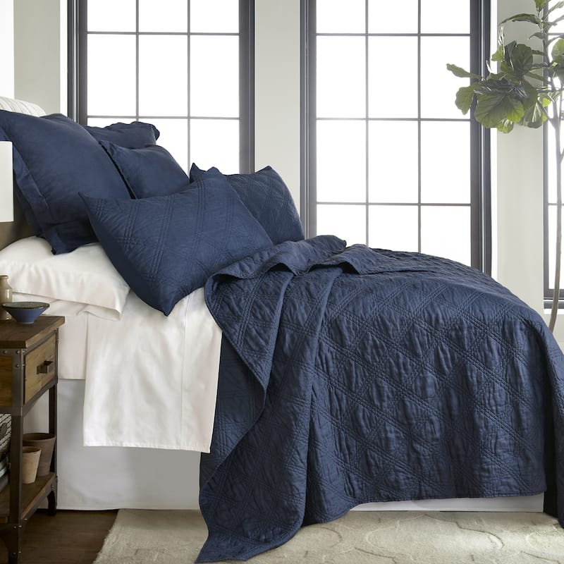 Washed Linen Navy Full/Queen Quilt - Levtex Home