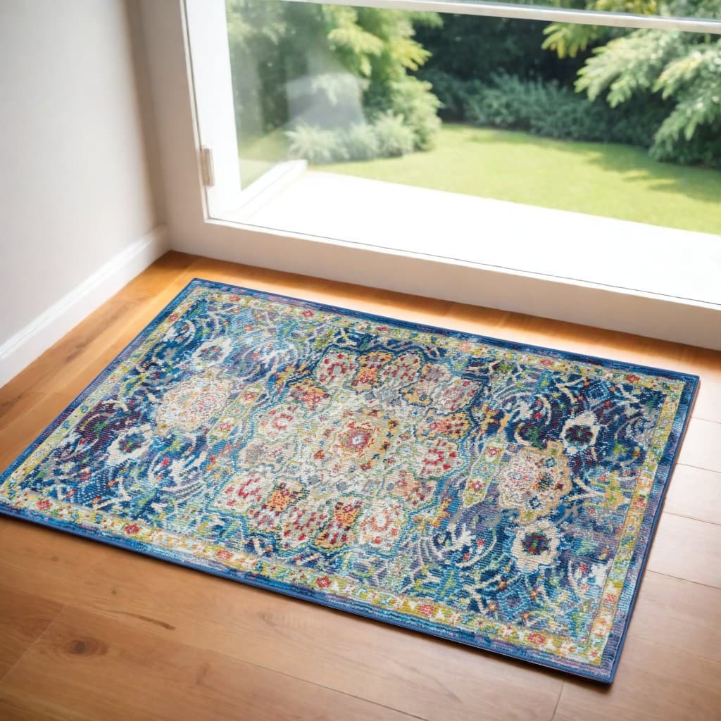 Power Loomed Distressed Floral Traditional Non Skid Area Rug - 48' X '24' X '0.5