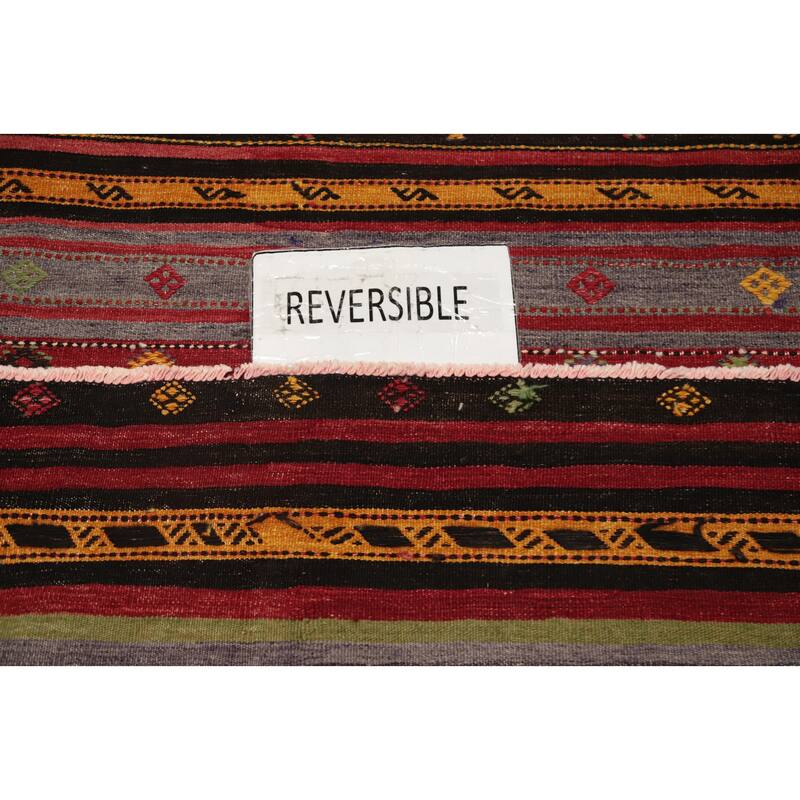 Hand Woven Oriental 100% Wool Carpet Southwestern Tribal Multi-Colored Kilim Area Rug - 9' 7'' X 5' 11''