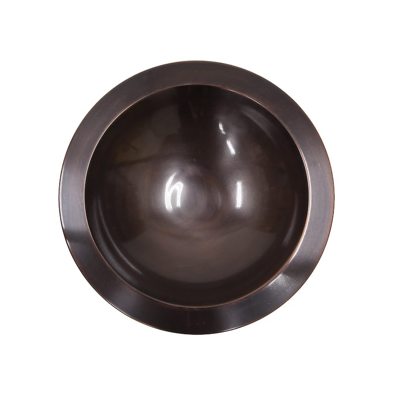 Achla Designs 15"L Round Antique Copper Brass Classic II Birdbath w/ Wrought Iron Over Rail Bracket