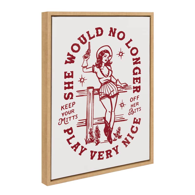 Kate and Laurel Sylvie Mitts Off Framed Canvas by The Whiskey Ginger - 18x24 - Natural